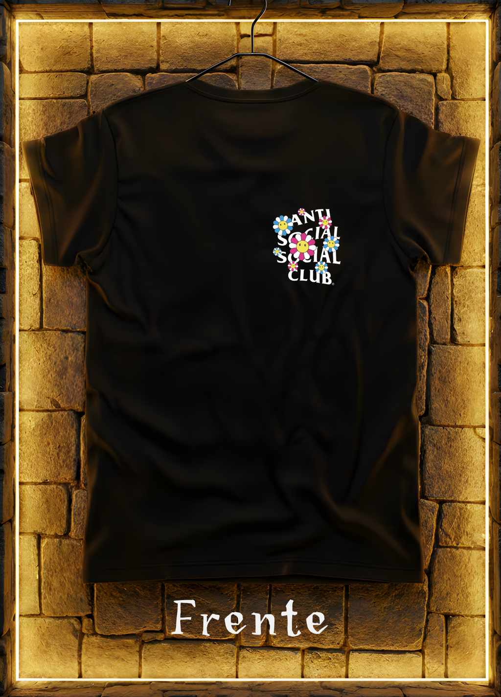 Playera Anti Social Social Club Floral Multicolor – Negra | Diseño Espalda
