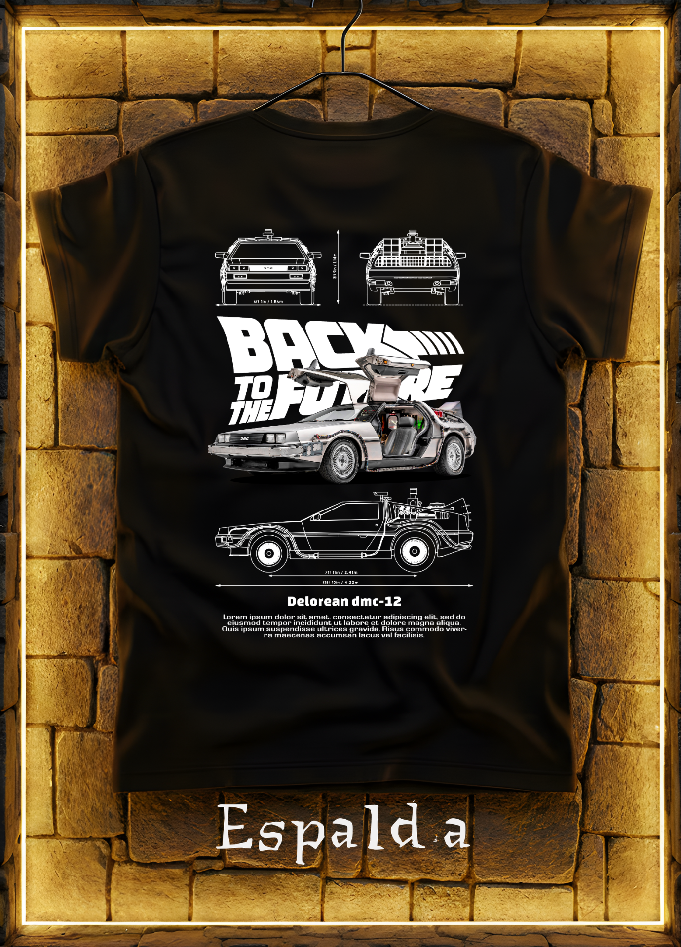 Playera DeLorean Time Machine Edition – Negra o Blanca | Diseño Trasero