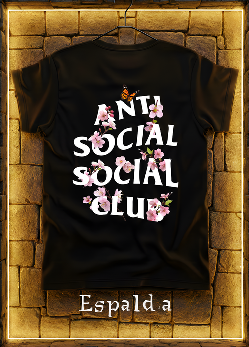 Playera Anti Social Social Club Floral Edition – Negra | Diseño Espalda
