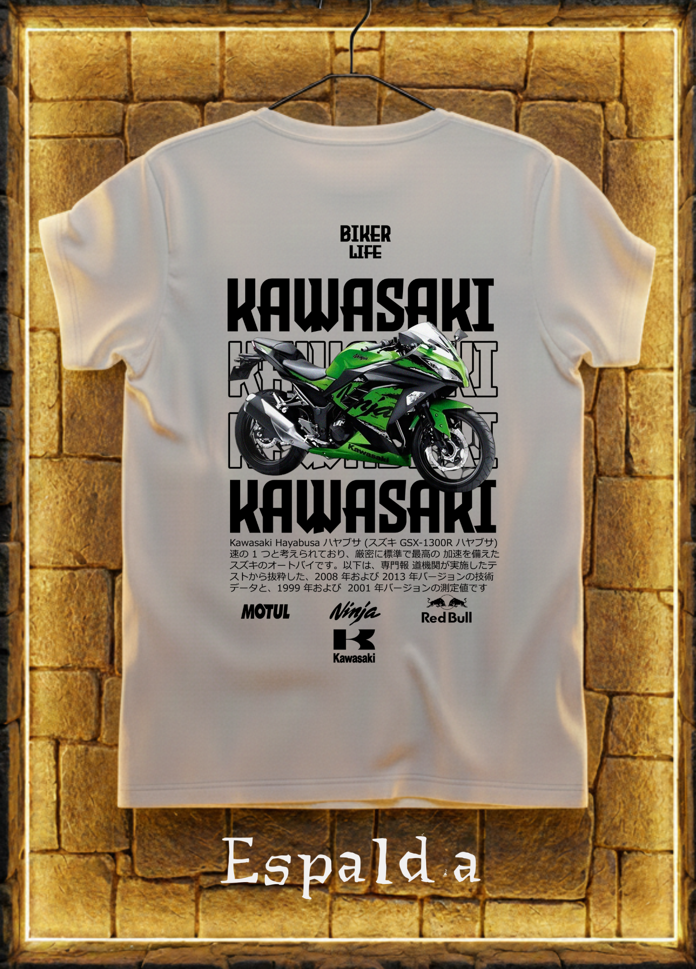 Playera Kawasaki Ninja Racing Edition – Negra o Blanca | Diseño Trasero