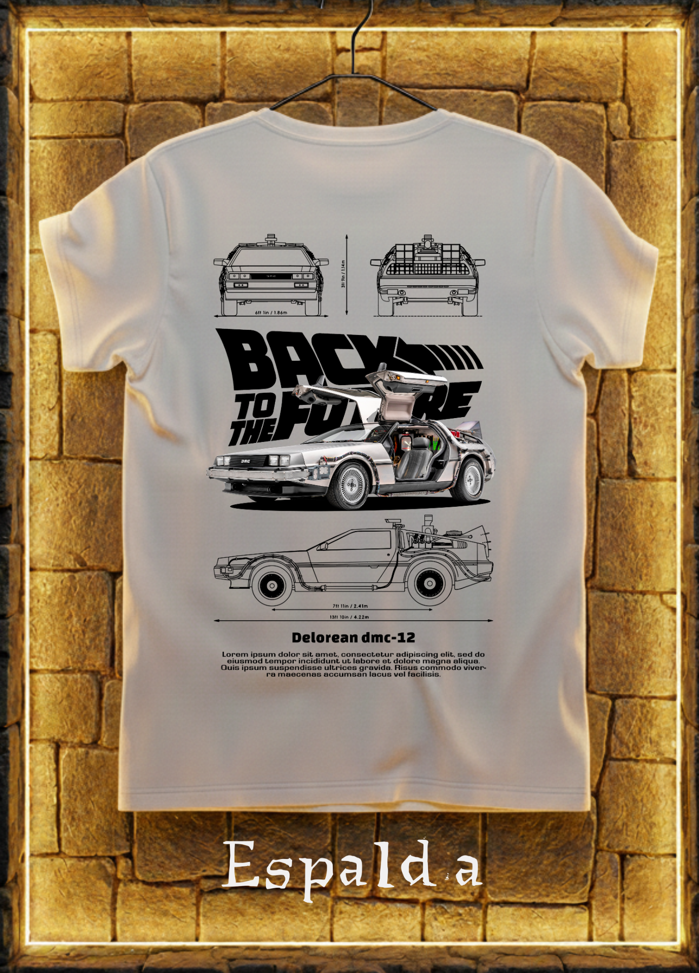 Playera DeLorean Time Machine Edition – Negra o Blanca | Diseño Trasero