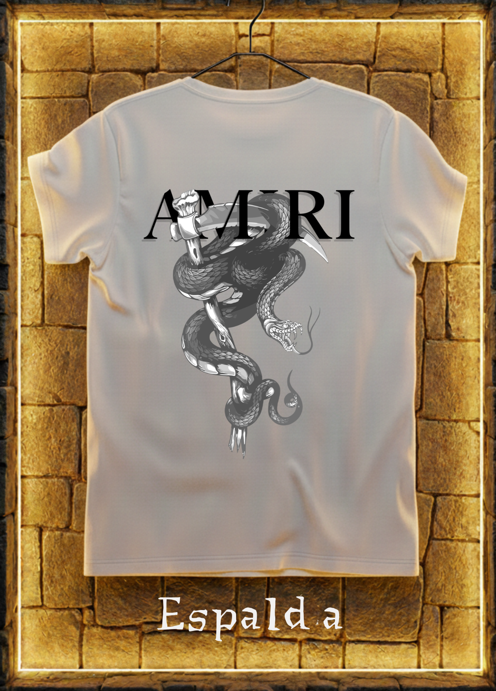 Playera AMIRI Snake Dagger Edition – Blanca | Diseño Espalda