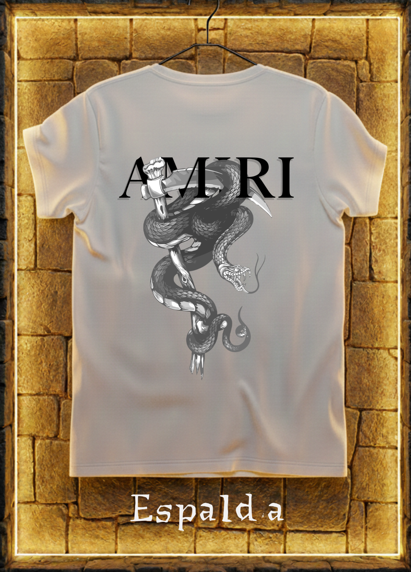 Playera AMIRI Snake Dagger Edition – Blanca | Diseño Espalda
