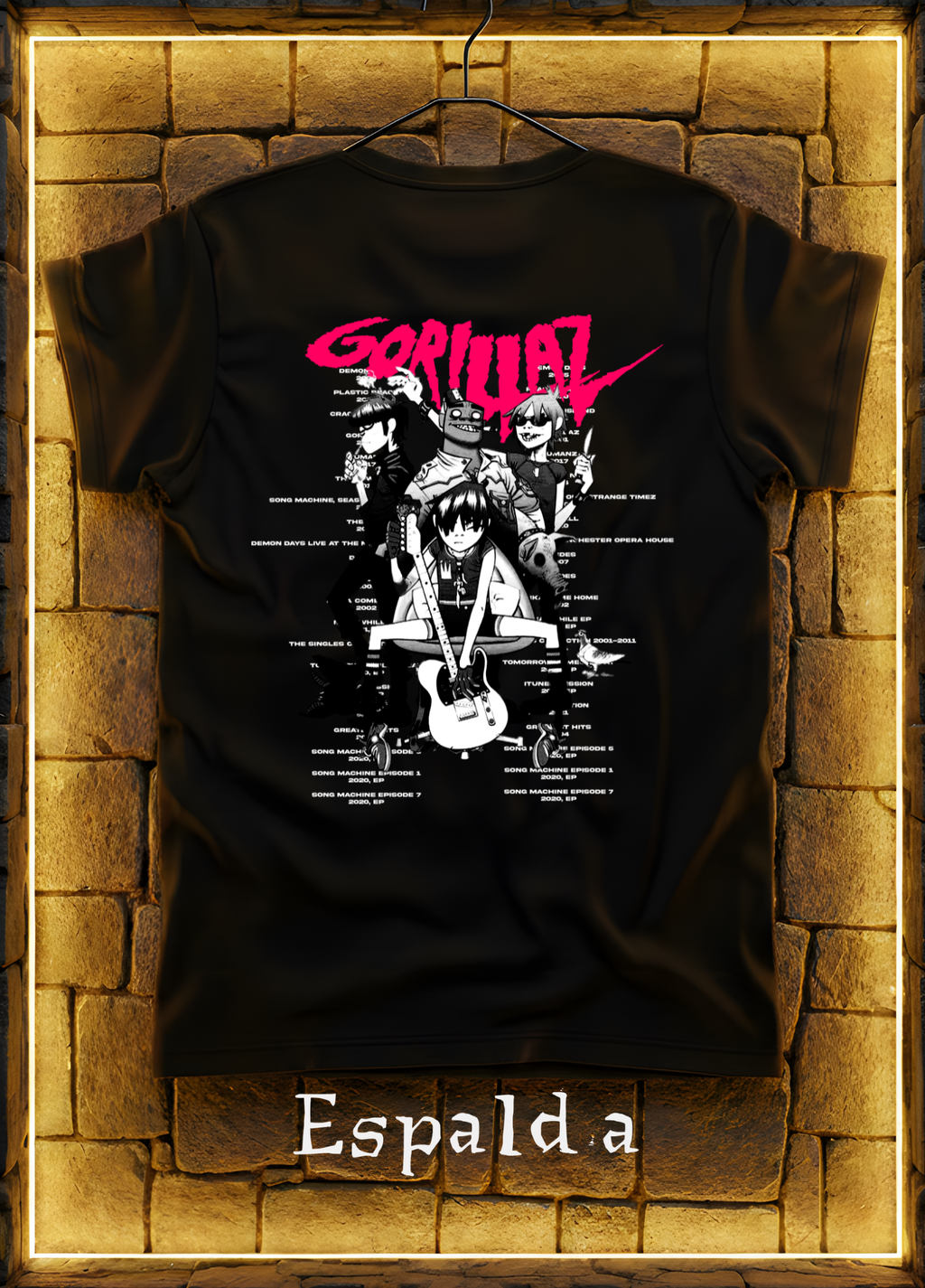 Playera Gorillaz Art Edition – Negra o Blanca | Diseño Trasero